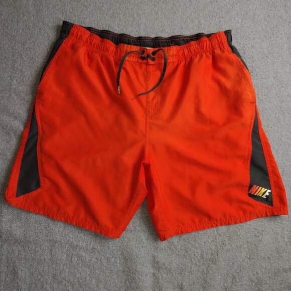 Vintage Nike Swim Shorts Size XL Orange Center Swoosh Lined - Picture 3 of 16